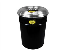 Justrite 26626K Cease-Fire Ash And Cigarette Butt Receptacle Drum With Aluminum Head W/Grill Guard, 6 Gallon, Black