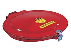 Justrite 26752 Drum Cover With Vent And Gasket For 55-Gallon Drum, Manual-Close, Steel, Red