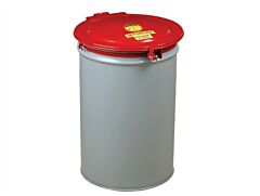 Justrite 26753 Drum Cover With Vent And Gasket For 55-Gallon Drum, Self-Latching, Steel, Red