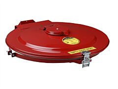 Justrite 26754 Vaportrap Drum Cover With Gasket And Port For 55G Drum, Manual-Close, Optional Padlock, Steel, Red