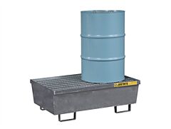 Justrite 28611 Steel Pallet With Galvanized Steel Bar Grating And Forklift Pockets, 2 Drum, Galvanized Finish
