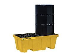 Justrite 28622 Ecopolyblend Spill Control Pallet, 2 Drum, 30% Recycled Polyethylene, Yellow