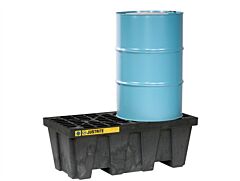 Justrite 28623 Ecopolyblend Spill Control Pallet, 2 Drum, 100% Recycled Polyethylene, Black