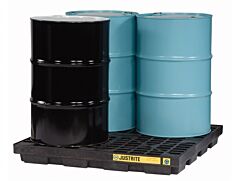 Justrite 28657 Ecopolyblend Accumulation Center, 4 Drum, 100% Recycled Polyethylene, Black