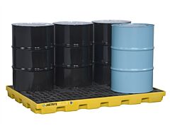 Justrite 28658 Ecopolyblend Accumulation Center, 6 Drum, 30% Recycled Polyethylene, Yellow