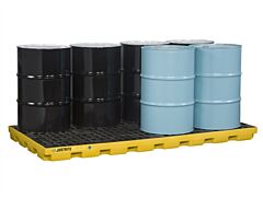 Justrite 28660 Ecopolyblend Accumulation Center, 8 Drum, 30% Recycled Polyethylene, Yellow