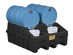Justrite 28667 Ecopolyblend Drum Management Base Module, Dispensing Well, Forklift Channels, Recycled Poly, Black
