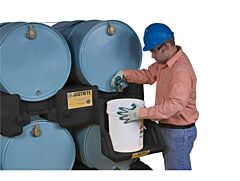 Justrite 28669 Ecopolyblend Drum Management Stack Module, Dispensing Shelf Optional, Forklift Channels, Poly, Black