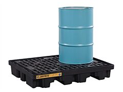 Justrite 28672 Ecopolyblend Low Line Pallet For 2-Drum Drumshed, 100% Recycled Polyethylene, Black