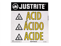 Justrite 29008 Haz-Alert Acid Small Warning Label For Safety Cabinet