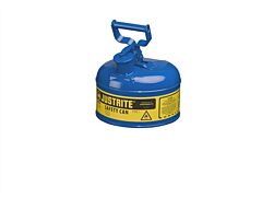 Justrite 7110300 Type I Steel Safety Can For Flammables, 1 Gallon, Stainless Steel Flame Arrester, Self-Close Lid, Blue