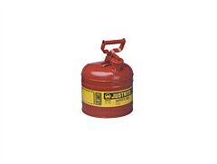 Justrite 7120100 Type I Steel Safety Can For Flammables, 2 Gallon, Stainless Steel Flame Arrester, Self-Close Lid, Red