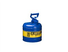 Justrite 7120300 Type I Steel Safety Can For Flammables, 2 Gallon, Stainless Steel Flame Arrester, Self-Close Lid, Blue