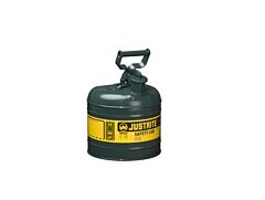 Justrite 7120400 Type I Steel Safety Can For Flammables, 2 Gallon, Stainless Steel Flame Arrester, Self-Close Lid, Green