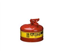 Justrite 7125100 Type I Steel Safety Can For Flammables, 2.5 Gallon, Stainless Steel Flame Arrester, Self-Close Lid, Red