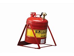 Justrite 7150146 Type I Tilt Safety Can With Stand, 5 Gallon, Top 08540 Faucet, Stainless Steel Flame Arrester, Steel, Red