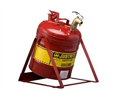 Justrite 7150156 Type I Tilt Safety Can With Stand, 5 Gallon, Top 08902 Faucet, Stainless Steel Flame Arrester, Steel, Red