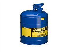 Justrite 7150300 Type I Steel Safety Can For Flammables, 5 Gallon, Stainless Steel Flame Arrester, Self-Close Lid, Blue