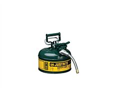 Justrite 7210420 Type Ii Accuflow Steel Safety Can For Flammables, 1 Gallon, Stainless Steel Flame Arrester, 5/8" Metal Hose, Green
