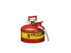 Justrite 7225120 Type Ii Accuflow Steel Safety Can For Flammables, 2.5 Gallon, Flame Arrester, 5/8" Metal Hose, Red