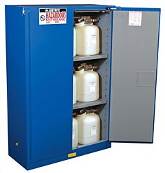 Justrite 8645282 Chemcor Hazardous Material Safety Cabinet, Capacity 45 Gallon, 2 Shelves, 2 Self-Close Doors, Royal Blue