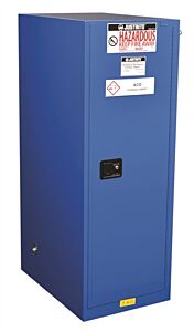 Justrite 865428 Sure-Grip Ex Deep Slimline Hazardous Material Safety Cabinet, Capacity 54 Gal. 3 Shelves, 1 Self-Close Door, Royal Blue