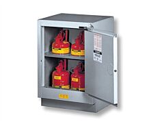 Justrite 882424 Under Fume Hood Solvent/Flammable Liquid Safety Cabinet, Capacity 15 Gallon, 1 Shelf, 1 Self Close Right Door, Silver