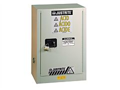 Justrite 8825072 Chemcor Under Fume Hood Corrosives/Acids Safety Cabinet, Capacity 15 Gal, 1 Shelf, 1 Manual Close Right Door, Light Neutral