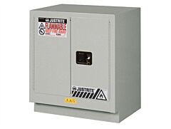 Justrite 883007 Under Fume Hood Solvent/Flammable Liquid Safety Cabinet, Capacity 19 Gallon, 1 Shelf, 2 Manual Close Doors, Light Neutral