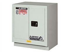 Justrite 8831272 Chemcor Under Fume Hood Corrosives/Acids Safety Cabinet, Capacity 19 Gallon, 1 Shelf, 2 Self-Close Doors, Light Neutral