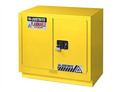 Justrite 883600 Under Fume Hood Solvent/Flammable Liquid Safety Cabinet, Capacity 23 Gallon, 1 Shelf, 2 Manual Close Doors, Yellow