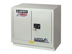 Justrite 883607 Under Fume Hood Solvent/Flammable Liquid Safety Cabinet, Capacity 23 Gallon, 1 Shelf, 2 Manual Close Doors, Light Neutral