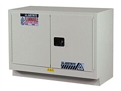 Justrite 883624 Under Fume Hood Solvent/Flammable Liquid Safety Cabinet, Capacity 23 Gallon, 1 Shelf, 2 Self-Close Doors, Silver