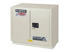 Justrite 8837272 Chemcor Under Fume Hood Corrosives/Acids Safety Cabinet, Capacity 23 Gallon, 1 Shelf, 2 Self-Close Doors, Light Neutral