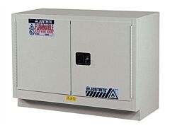 Justrite 884804 Under Fume Hood Solvent/Flammable Liquid Safety Cabinet, Capacity 31 Gallon, 1 Shelf, 2 Manual Close Doors, Silver