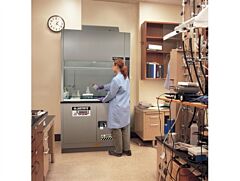 Justrite 884824 Under Fume Hood Solvent/Flammable Liquid Safety Cabinet, Capacity 31 Gallon, 1 Shelf, 2 Self-Close Doors, Silver