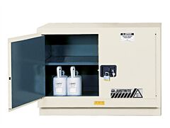 Justrite 8849072 Chemcor Under Fume Hood Corrosives/Acids Safety Cabinet, Capacity 31 Gallon, 1 Shelf, 2 Manual Close Doors, Light Neutral