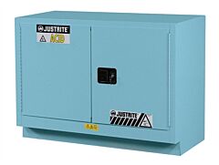 Justrite 8849222 Chemcor Under Fume Hood Corrosives/Acids Safety Cabinet, Capacity 31 Gallon, 1 Shelf, 2 Self-Close Doors, Blue