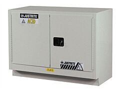 Justrite 8849242 Chemcor Under Fume Hood Corrosives/Acids Safety Cabinet, Capacity 31 Gallon, 1 Shelf, 2 Self-Close Doors, Silver