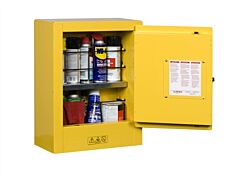 Justrite 890200 Sure-Grip Ex Mini Flammable Safety Cabinet, Transportable, Capacity 4 Gal, 1 Shelf, 1 Manual Close Door, Yellow
