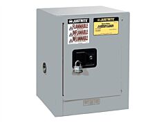Justrite 890403 Sure-Grip Ex Countertop Flammable Safety Cabinet, Capacity 4 Gallons, 1 Shelf, 1 Manual Close Door, Gray