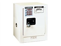 Justrite 890405 Sure-Grip Ex Countertop Flammable Safety Cabinet, Capacity 4 Gallons, 1 Shelf, 1 Manual Close Door, White