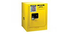 Justrite 890420 Sure-Grip Ex Countertop Flammable Safety Cabinet, Capacity 4 Gallons, 1 Shelf, 1 Self-Close Door, Yellow