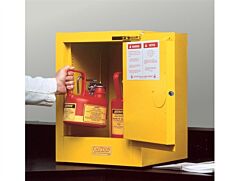 Justrite 890421 Sure-Grip Ex Countertop Flammable Safety Cabinet, Capacity 4 Gallons, 1 Shelf, 1 Self-Close Door, Red