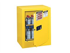 Justrite 890500 Sure-Grip Ex Benchtop Flammable Safety Cabinet, Capacity 24 Aerosol Cans, 2 Drawers, 1 Manual Close Door, Yellow