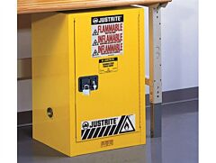 Justrite 891225 Sure-Grip Ex Compac Flammable Safety Cabinet, Capacity 12 Gallons, 1 Shelf, 1 Self-Close Door, White