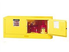 Justrite 891305 Sure-Grip Ex Piggyback Flammable Safety Cabinet, Capacity 12 Gallons, 2 Manual-Close Doors, White