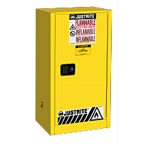 Justrite 891510 Sure-Grip Ex Combustibles Safety Cabinet For Paint And Ink, Capacity 20 Gal, 2 Shelves, 1 Manual Close Door, Yellow