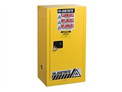 Justrite 891525 Sure-Grip Ex Compac Flammable Safety Cabinet, Capacity 15 Gallons, 1 Shelf, 1 Self-Close Door, White