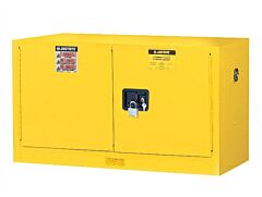 Justrite 891703 Sure-Grip Ex Piggyback Flammable Safety Cabinet, Capacity 17 Gallons, 1 Shelf, 2 Manual Close Doors, Gray